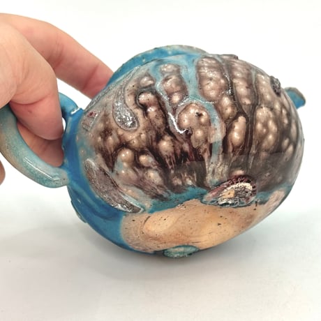 山田想  So Yamada  青 後手急須  木箱入　ST0862
