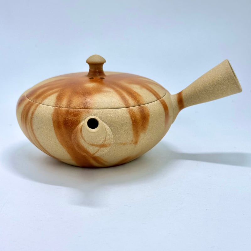 水野陽景 Yokei Mizuno 白泥焼締 火襷 平丸茶注 ST0872 | TOKONA