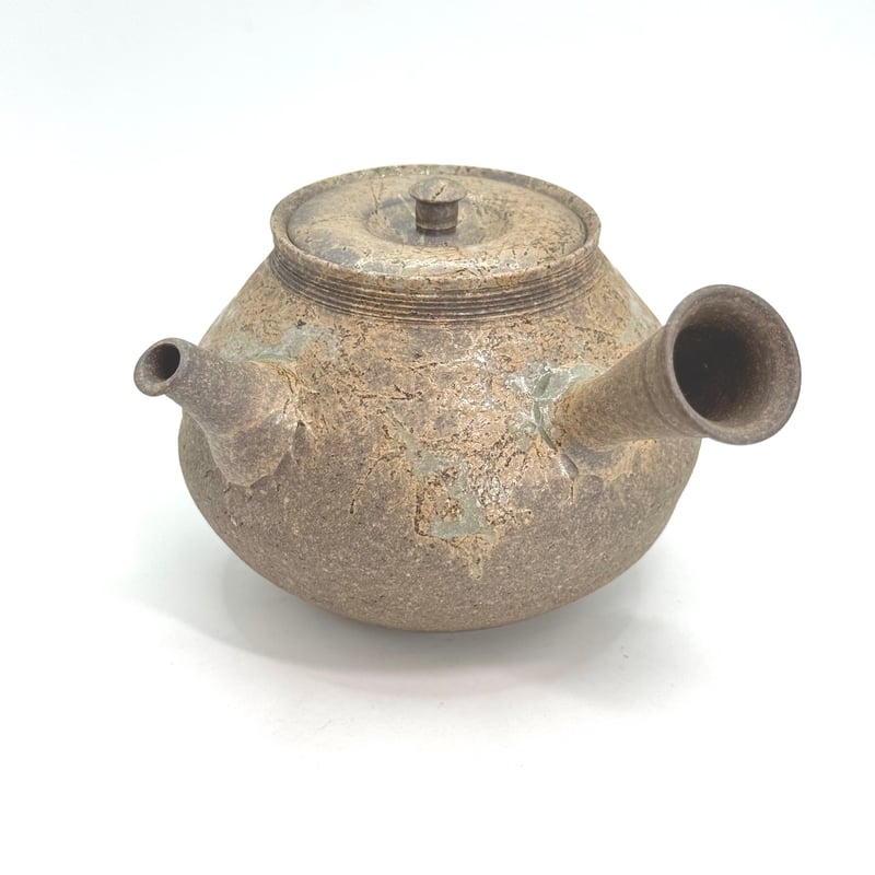 水野陽景 Yokei Mizuno 焼締 南蛮 藻掛け茶注(筋引きダルマ型） ST1011