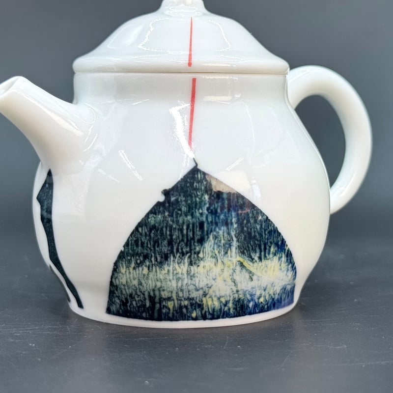 一ツ松綾乃 Ayano Hitotsumatsu 和紙染め 後手急須 (月を呼ぶ山) ST09