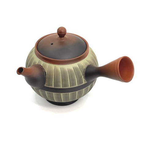 鯉江廣 Hiroshi Koie  窯変 緑櫛目(高台丸型）茶注 木箱入　ST0989