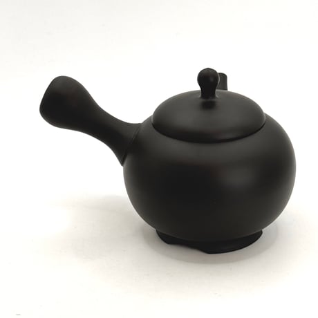 吉川雪月 Setsugetsu Yoshikawa 黒 印籠蓋 切高台 茶注　ST1168
