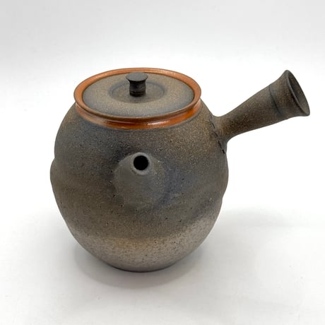 水野陽景 Yokei Mizuno  窯変焼締 南蛮朱帯 筋引 茶注(長丸) 　ST1195
