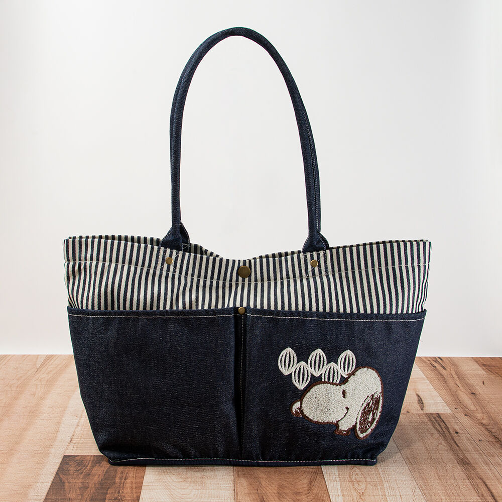 SC-110 倉敷 さがら刺繍デニムポケットトート | SNOOPY Chocolat ...
