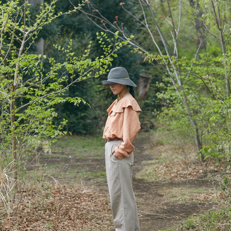 chisaki ENRIE 麦わら帽子　折りたたみ 折りたためる帽子Enrie] Grey/福木ribbon | chisaki