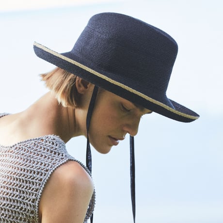 未使用 chisaki ストローハット ブラックリボン 未使用 chisaki チサキ