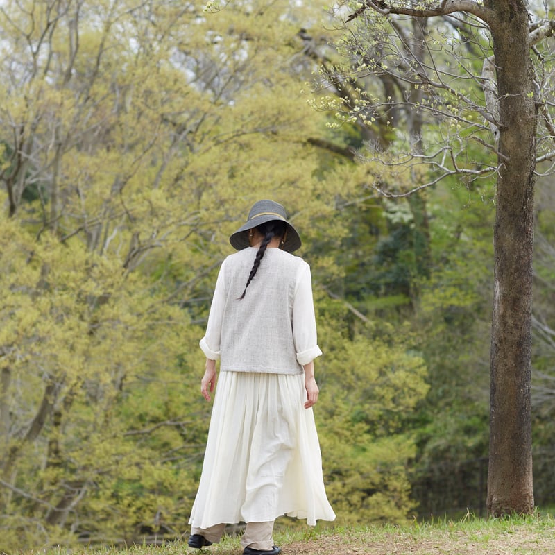 chisaki ENRIE 麦わら帽子　折りたたみ 折りたためる帽子Enrie] Grey/福木ribbon | chisaki