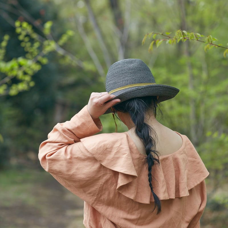 折りたためる帽子Enrie] Grey/福木ribbon | chisaki