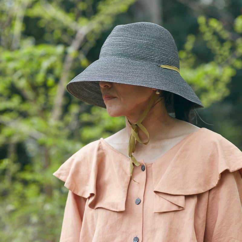 折りたためる帽子Enrie] Grey/福木ribbon | chisaki