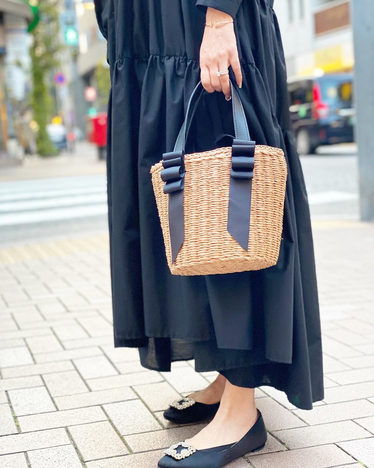 リボン付きカゴバック | Asamibag