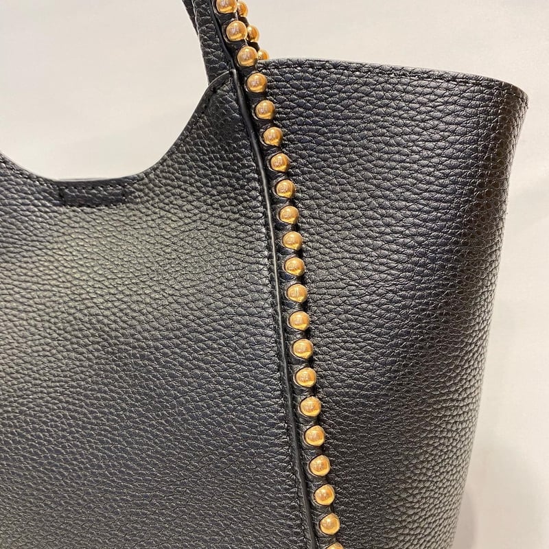 【カパフ】カゴバッグ ハンドバッグ レザー スタッズ 美品 大人可愛い ブラック カパフ】カゴバッグ ハンドバッグ レザー スタッズ 美品 大人