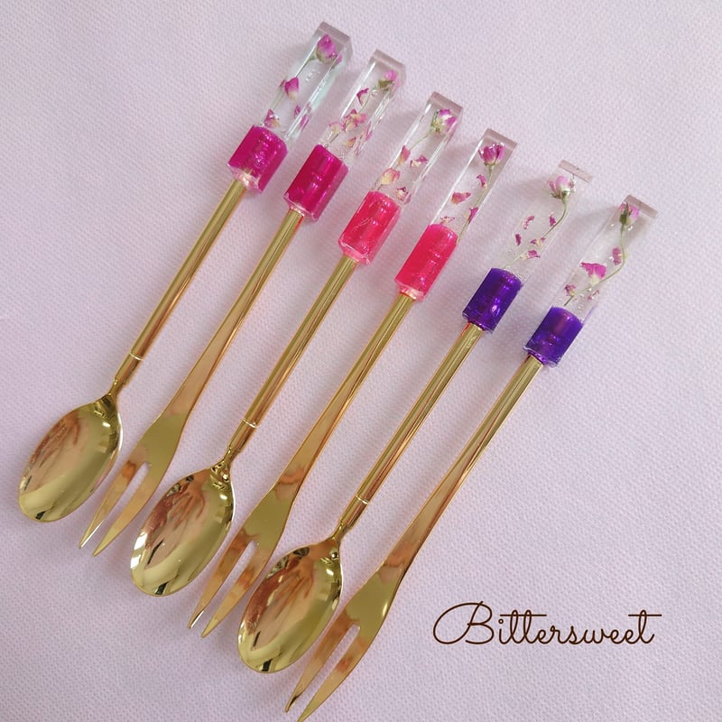 ハーバリウムカトラリーフォーク・スプーン☆オプションで名前入りも