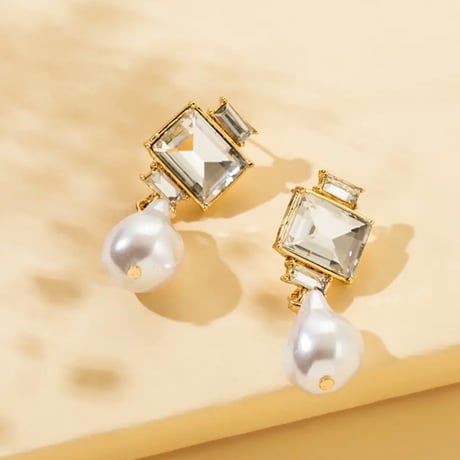 Square Stone&Pearl Pierce/5color