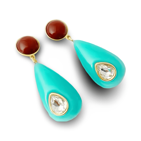 Bicolor Stone Teardrop Pierce/6color