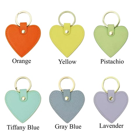 【Custom Order】Leather Heart Keyring/24color