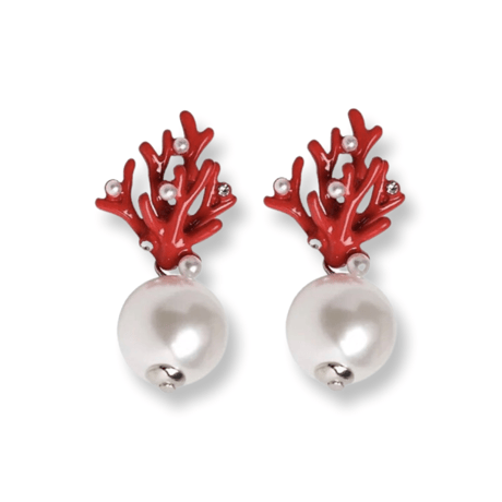 Coral Pearl Drop Pierce/2color