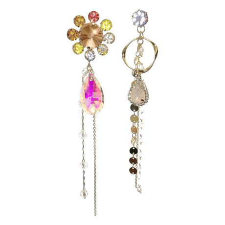 Crystal Flower Asymmetry Pierce/2color