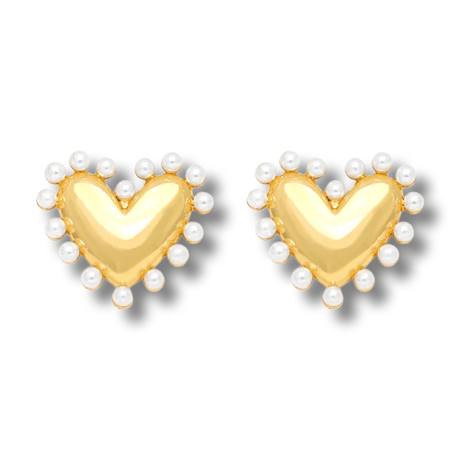 Metal Heart Pearl Pierce