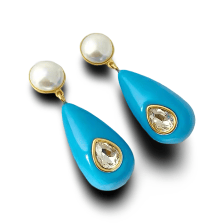 Bicolor Stone Teardrop Pierce/6color