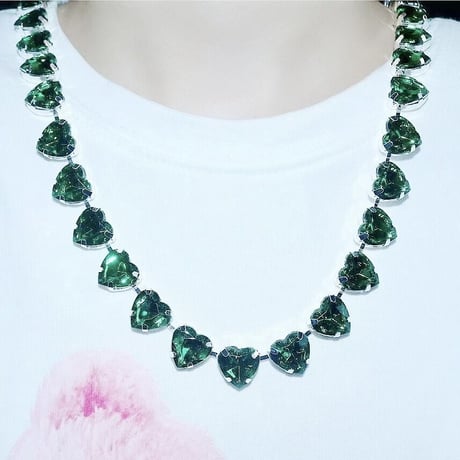 Heart Crystal Necklace/3color
