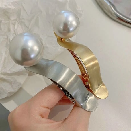 Big Pearl Metal Hair Clip/2color