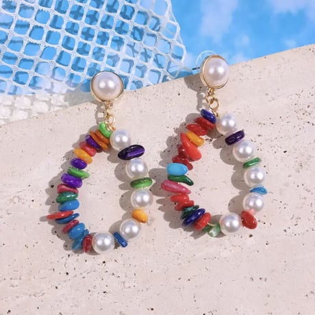 Colorful Shell Beads Circle Pierce