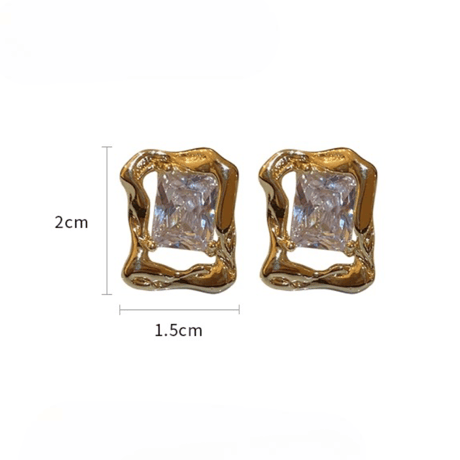 Metal Square Crystal Pierce/2color