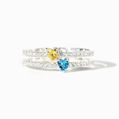 Double Heart Cubic Ring