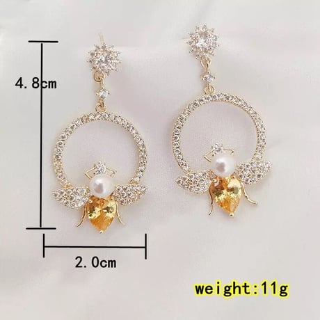 Bee Crystal Drop Pierce