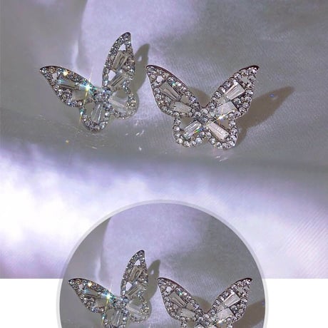 Small Crystal Butterfly Pierce/2color