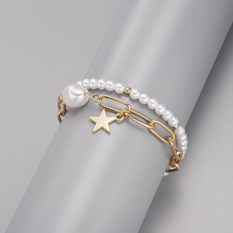 Pearl & Chain Star Bracelet