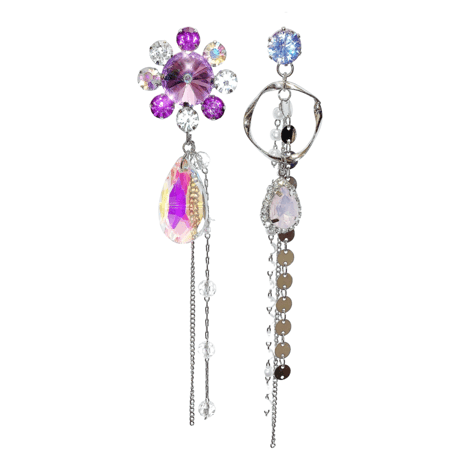 Crystal Flower Asymmetry Pierce/2color