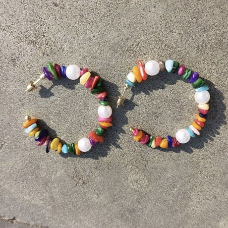 Colorful Shell Beads Hoop Pierce