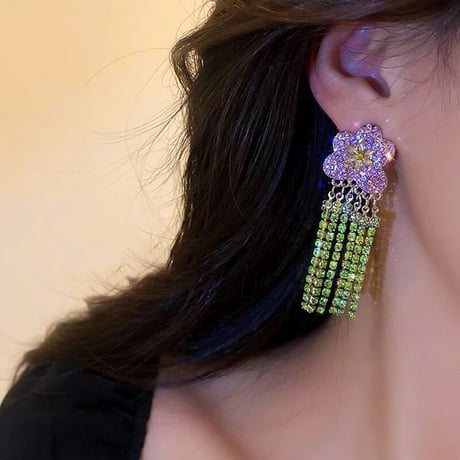Violet Crystal Fringe Pierce
