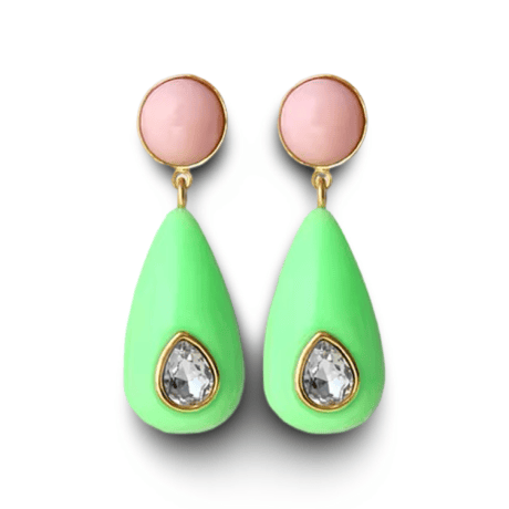 Bicolor Stone Teardrop Pierce/6color
