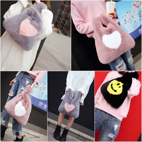 Heart♡Eco fur Bag/3color