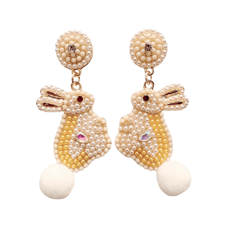 Rabbit  Ponpon Beads Pierce/2color