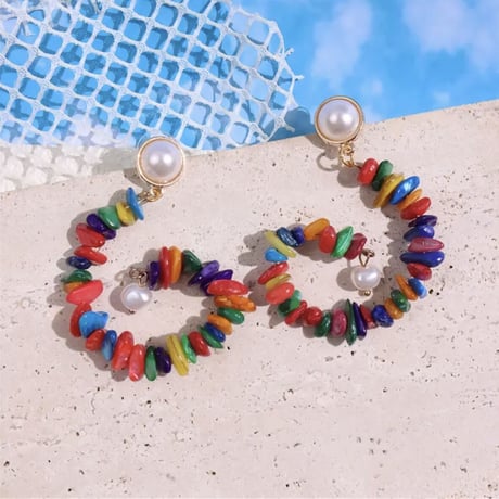 Colorful Shell Beads Swirl Pierce
