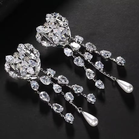 Heart Crystal Pearl Drop Pierce