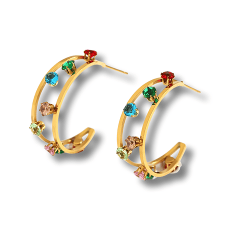 Colorful Crystal Mini Hoop Pierce