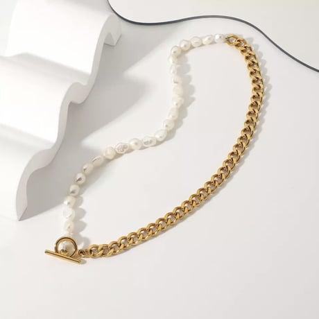 Chain & Pearl Necklace/2color