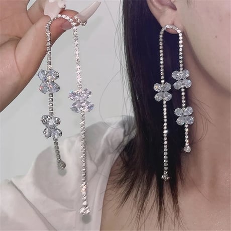 Flower Crystal Long Pierce