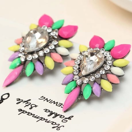 Colorful Bijou Teardrop Pierce