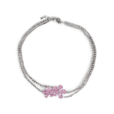 Flower Crystal Choker Necklace/2color
