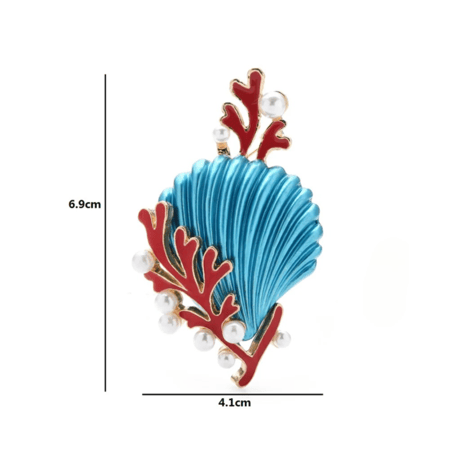 Coral & Shell Brooch/2color