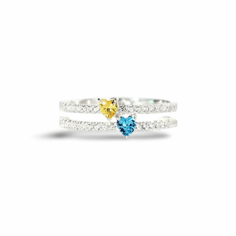Double Heart Cubic Ring