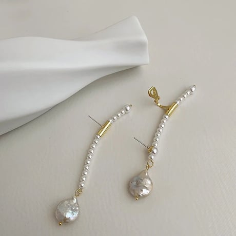 Asymmetry Baroque Pearl Pierce&Clip