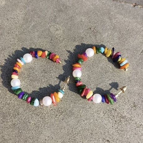 Colorful Shell Beads Hoop Pierce