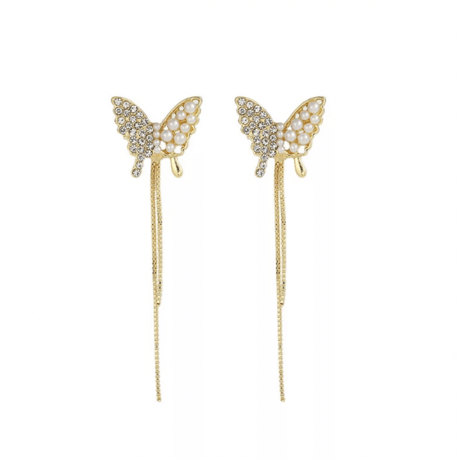 Crystal&Pearl Butterfly Pierce