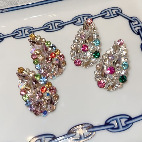 Teardrop Candy Crystal Pierce/2color